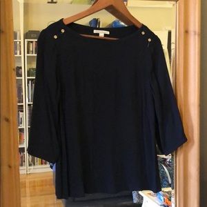 Navy blouse with gold button details